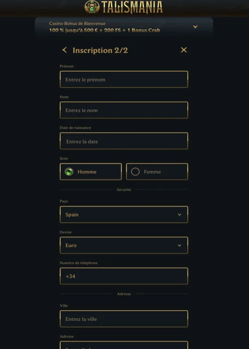 Registro en Talismania Casino